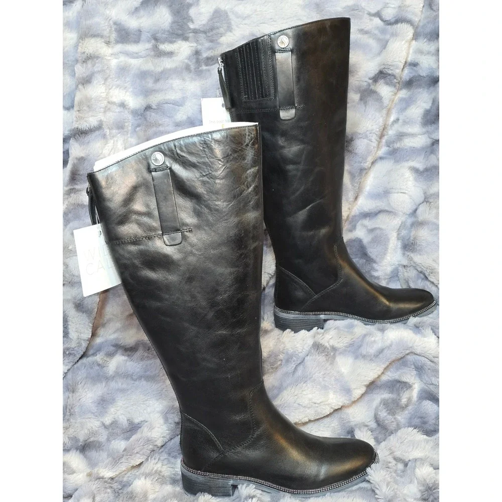 NWT Franco Sarto Becky Knee High Leather Boot Stud‎ detailing size 5.5 wide calf